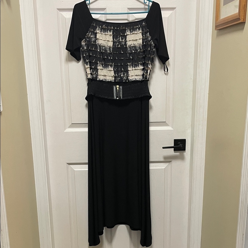 Joseph Ribkoff | Black | Ruffled Top/Hankerchief Skirt | Dress | Size 10
